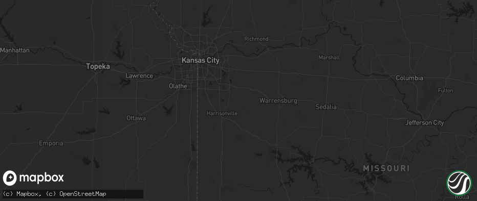 Hail map in Strasburg, MO on June 12, 2026
