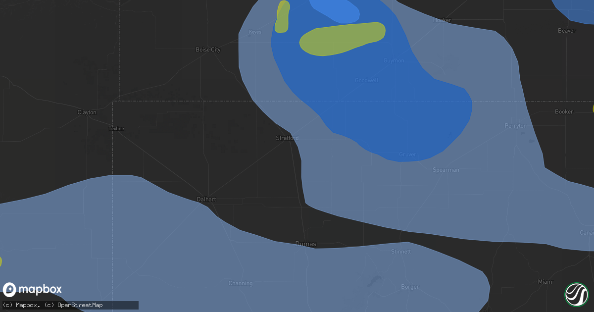 Hail map in Stratford, TX on June 12, 2026
