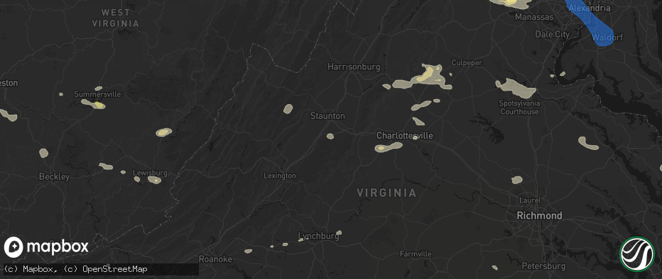 Hail map in Stuarts Draft, VA on June 12, 2026