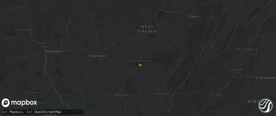 Hail map in Summersville, WV on June 12, 2026