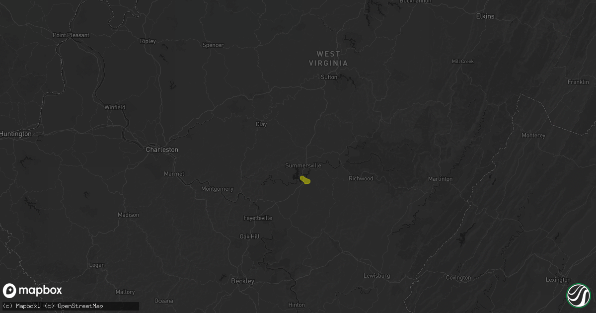 Hail map in Summersville, WV on June 12, 2026