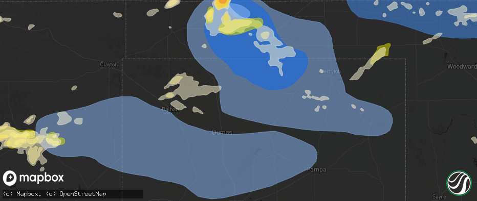 Hail map in Sunray, TX on June 12, 2026
