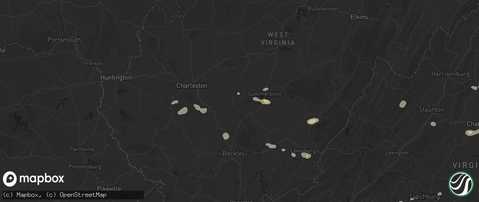 Hail map in Swiss, WV on June 12, 2026