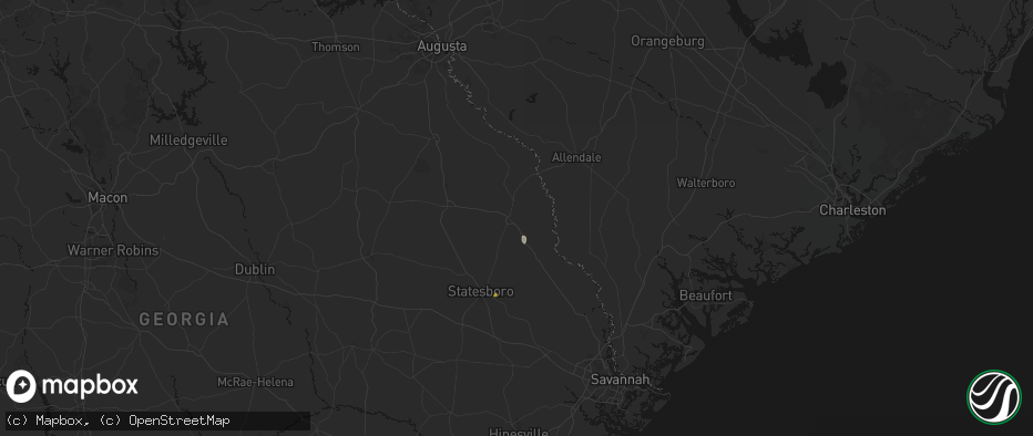 Hail map in Sylvania, GA on June 12, 2026