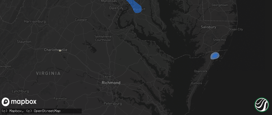 Hail map in Tappahannock, VA on June 12, 2026