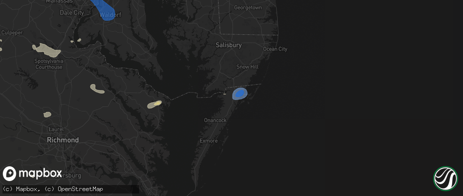 Hail map in Temperanceville, VA on June 12, 2026