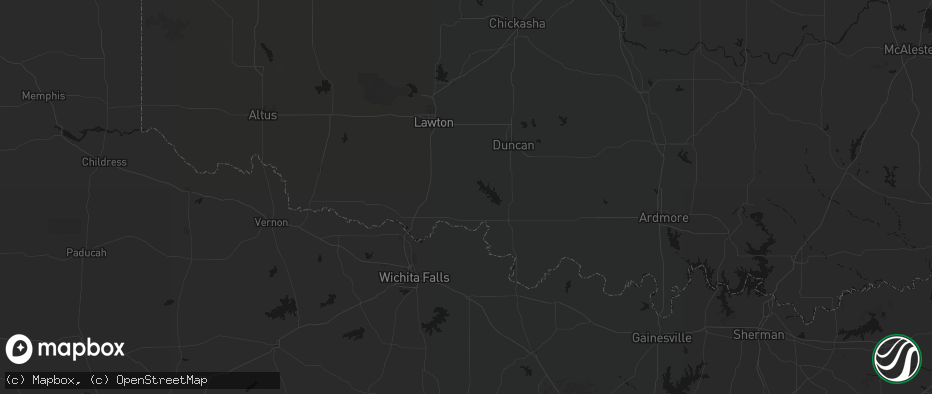 Hail map in Temple, OK on June 12, 2026
