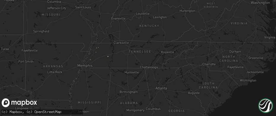 Hail map in Tennessee on June 12, 2026
