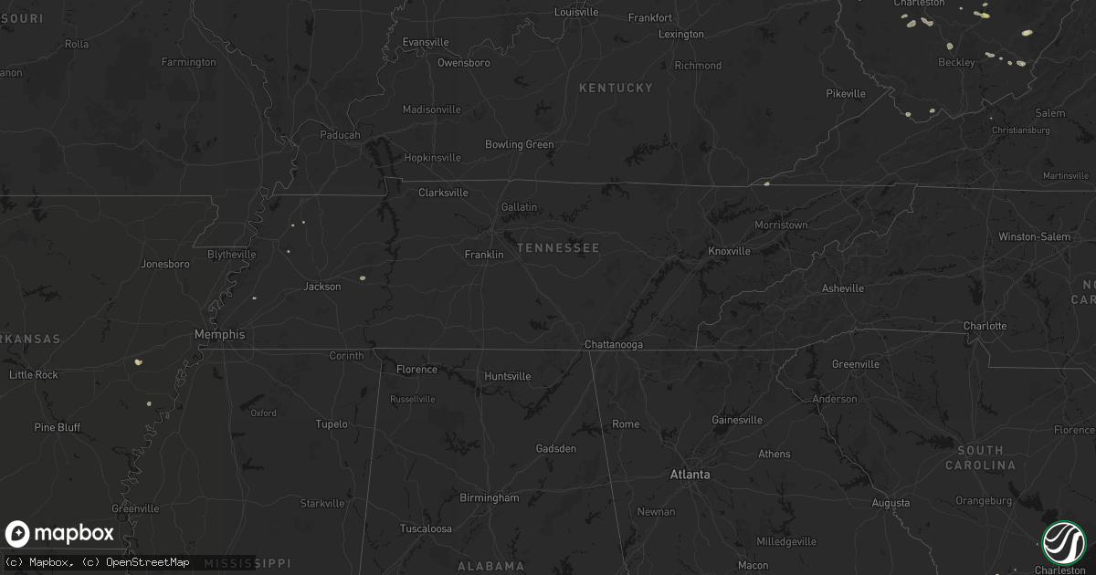 Hail map in Tennessee on June 12, 2026