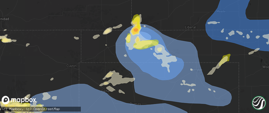 Hail map in Texhoma, OK on June 12, 2026