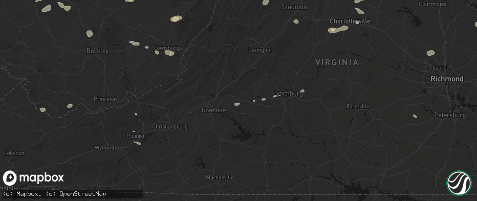 Hail map in Thaxton, VA on June 12, 2026