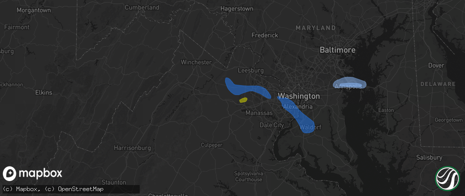Hail map in The Plains, VA on June 12, 2026