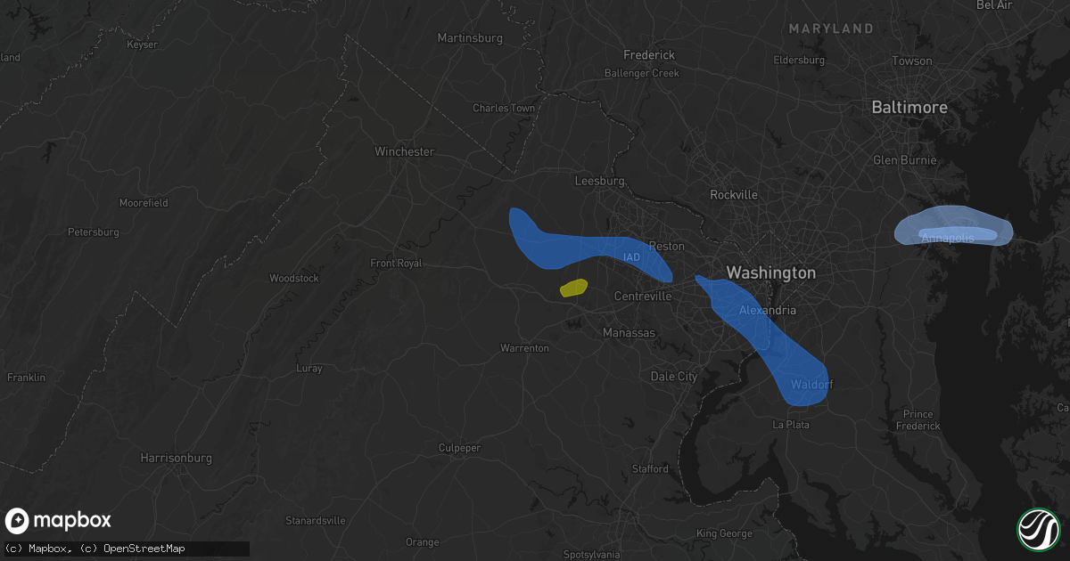 Hail map in The Plains, VA on June 12, 2026