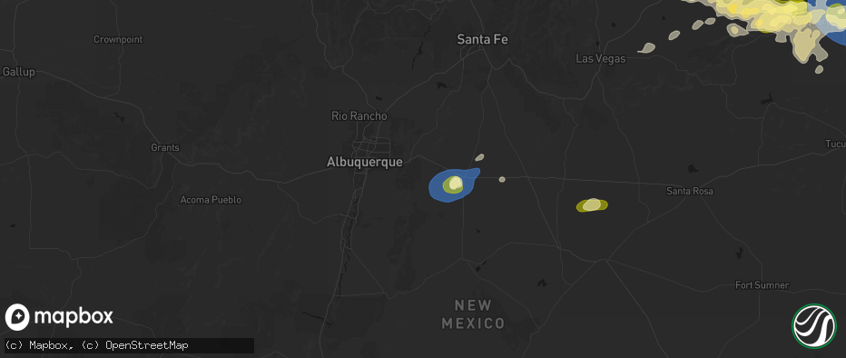 Hail map in Tijeras, NM on June 12, 2026