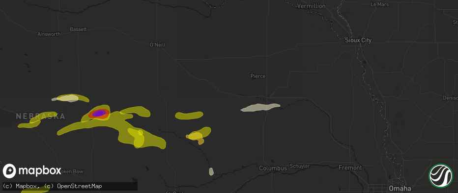 Hail map in Tilden, NE on June 12, 2026