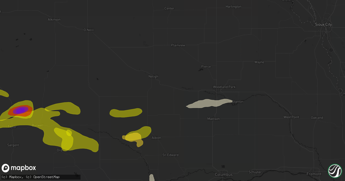 Hail map in Tilden, NE on June 12, 2026