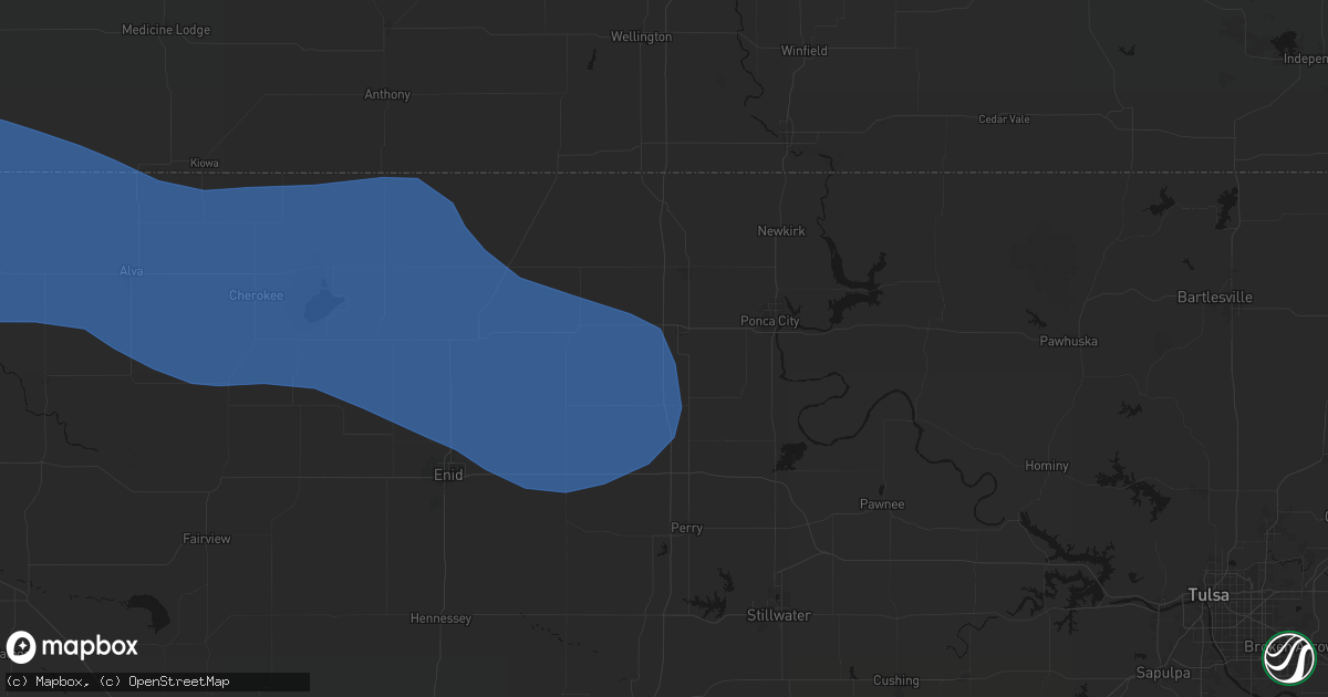 Hail map in Tonkawa, OK on June 12, 2026