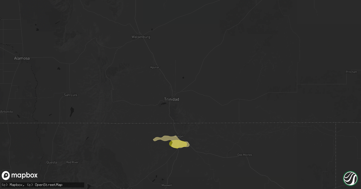 Hail map in Trinidad, CO on June 12, 2026