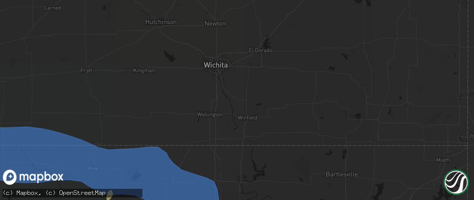 Hail map in Udall, KS on June 12, 2026