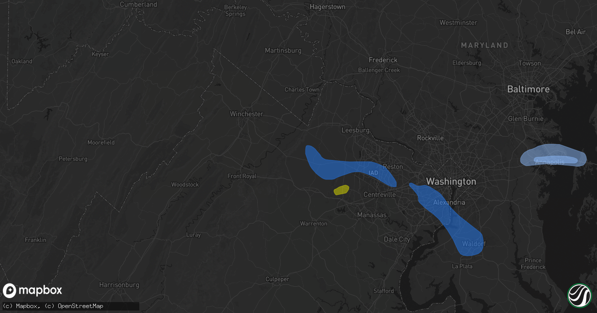 Hail map in Upperville, VA on June 12, 2026
