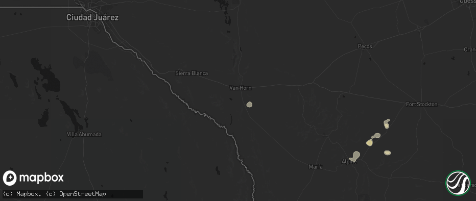 Hail map in Van Horn, TX on June 12, 2026