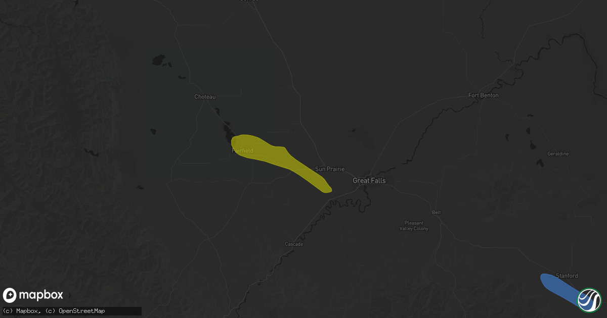 Hail map in Vaughn, MT on June 12, 2026