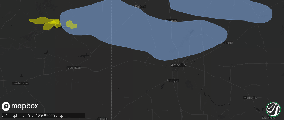 Hail map in Vega, TX on June 12, 2026