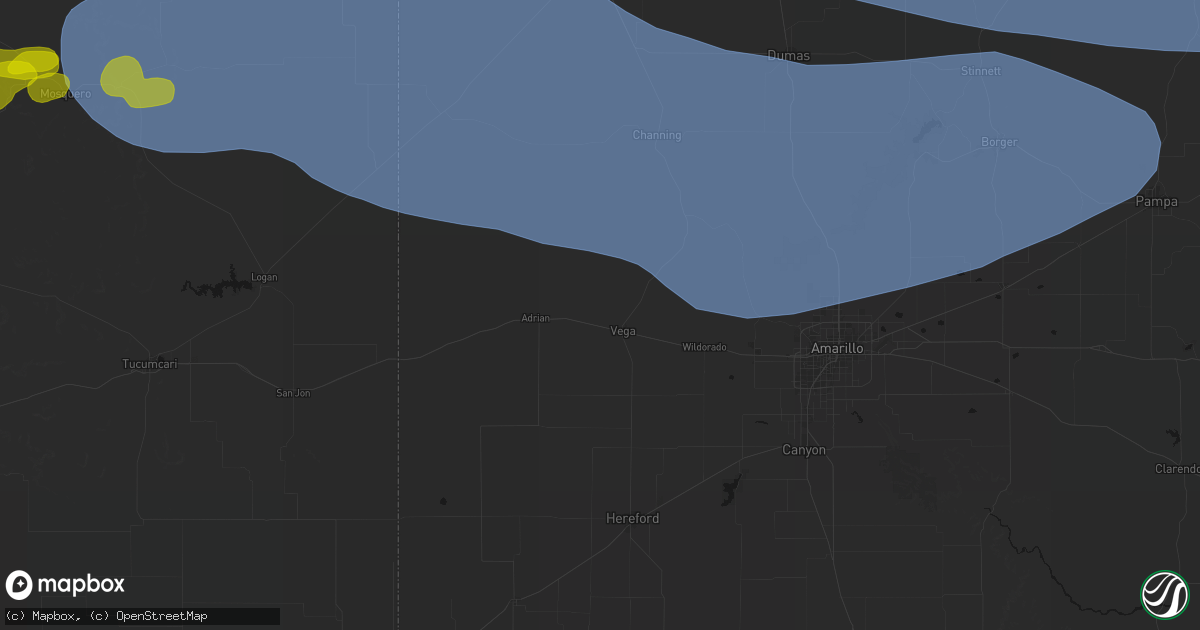 Hail map in Vega, TX on June 12, 2026