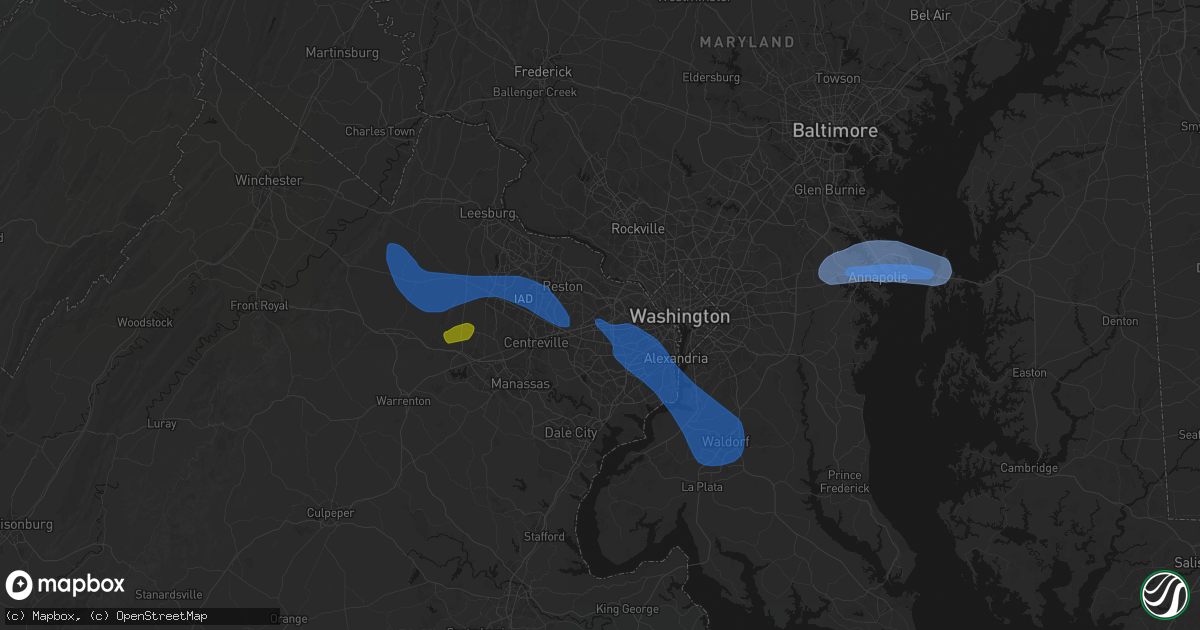 Hail map in Vienna, VA on June 12, 2026