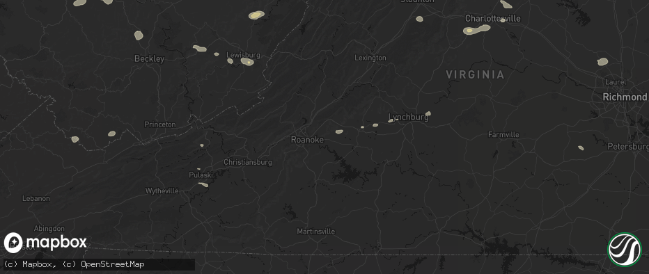 Hail map in Vinton, VA on June 12, 2026