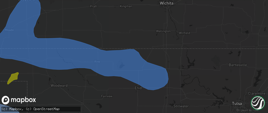 Hail map in Wakita, OK on June 12, 2026