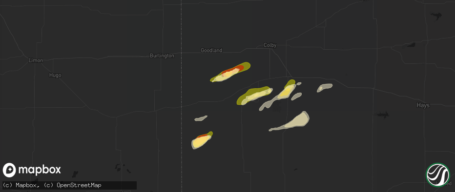 Hail map in Wallace, KS on June 12, 2026