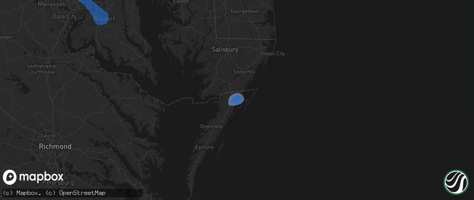 Hail map in Wallops Island, VA on June 12, 2026