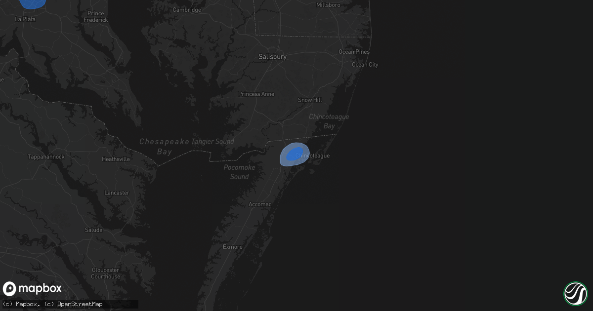 Hail map in Wallops Island, VA on June 12, 2026