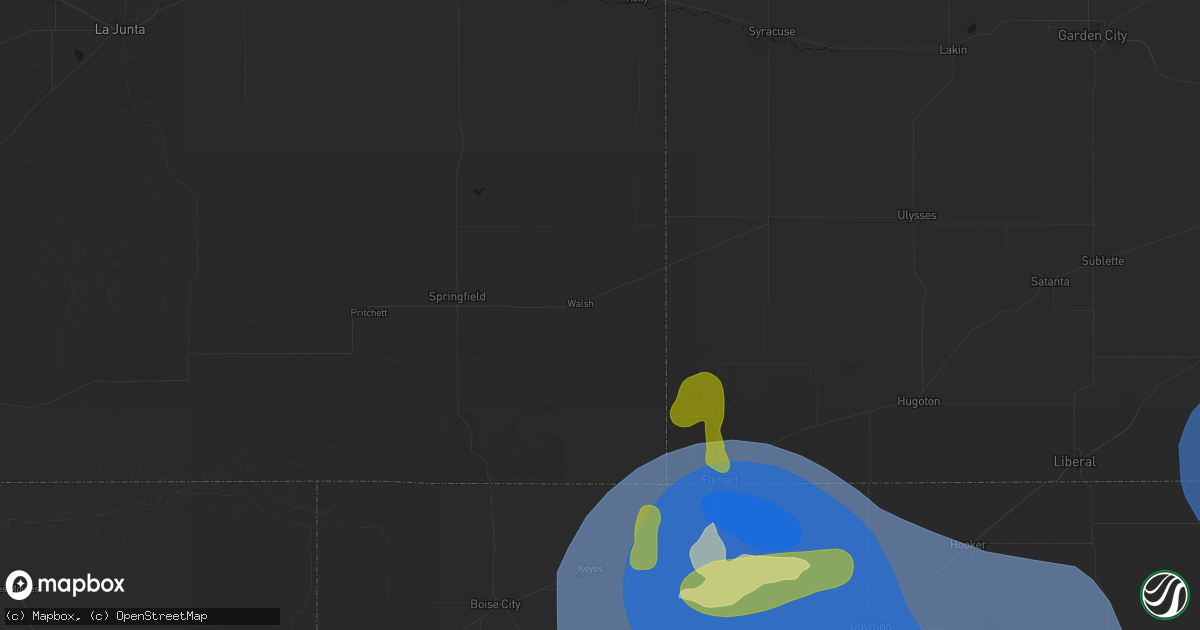 Hail map in Walsh, CO on June 12, 2026
