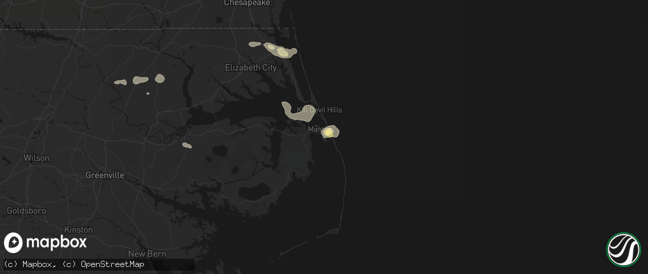 Hail map in Wanchese, NC on June 12, 2026