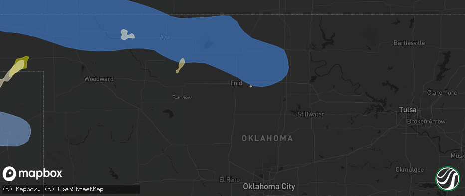 Hail map in Waukomis, OK on June 12, 2026