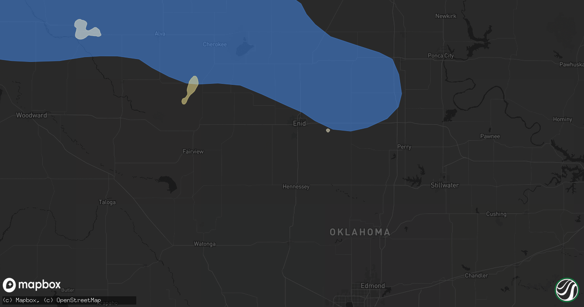 Hail map in Waukomis, OK on June 12, 2026