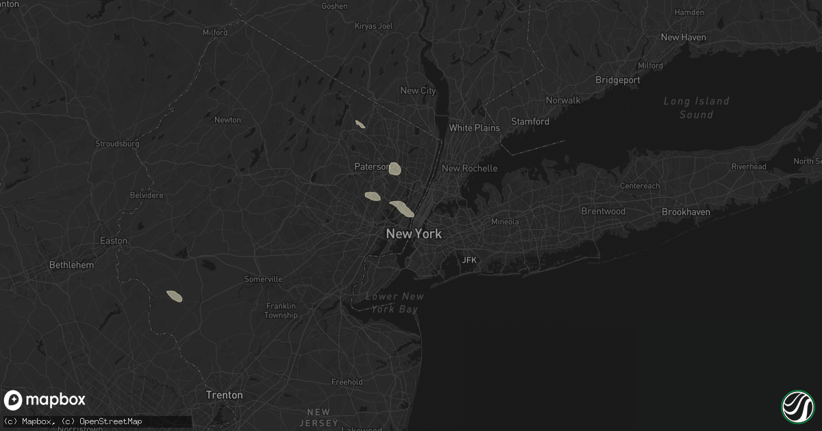 Hail map in Weehawken, NJ on June 12, 2026