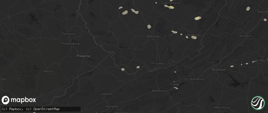 Hail map in Welch, WV on June 12, 2026