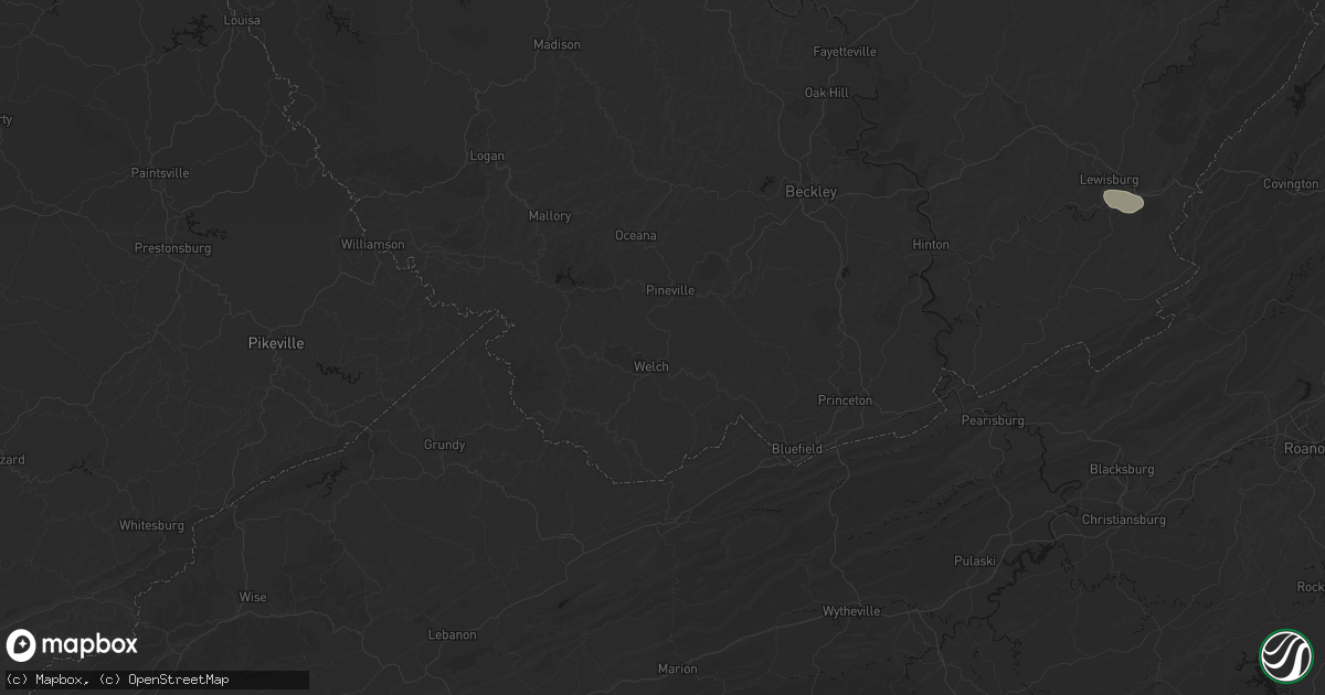 Hail map in Welch, WV on June 12, 2026