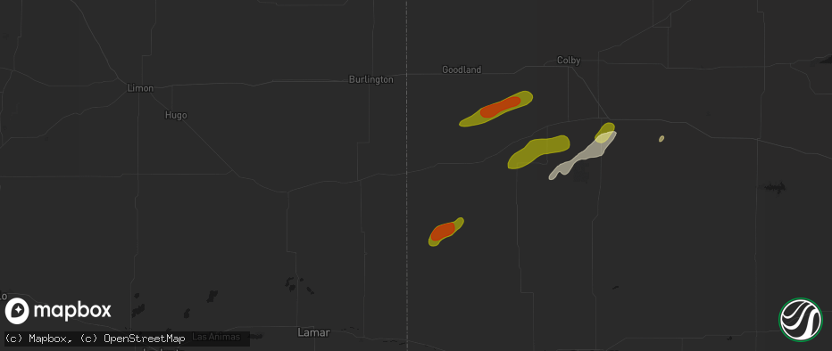 Hail map in Weskan, KS on June 12, 2026
