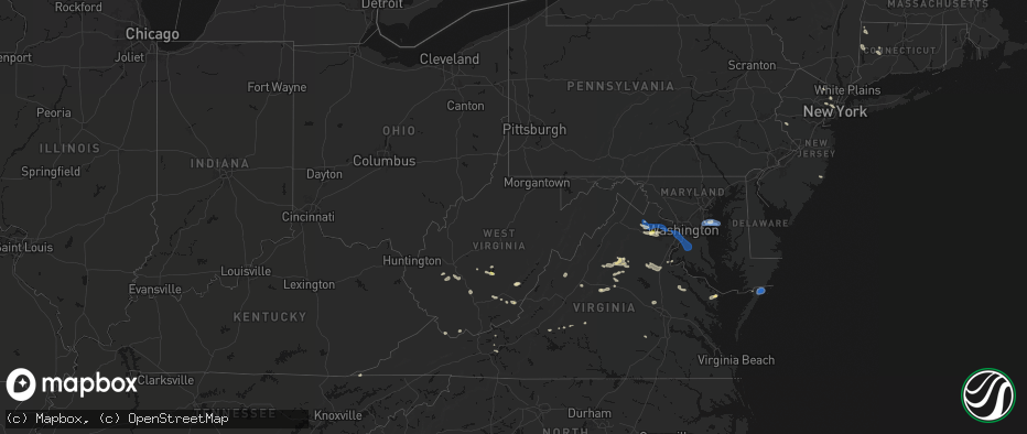 Hail map in West Virginia on June 12, 2026