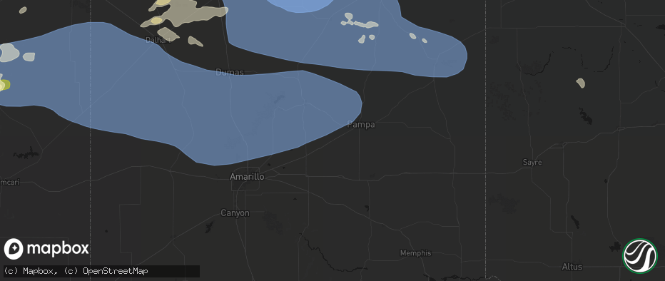 Hail map in White Deer, TX on June 12, 2026