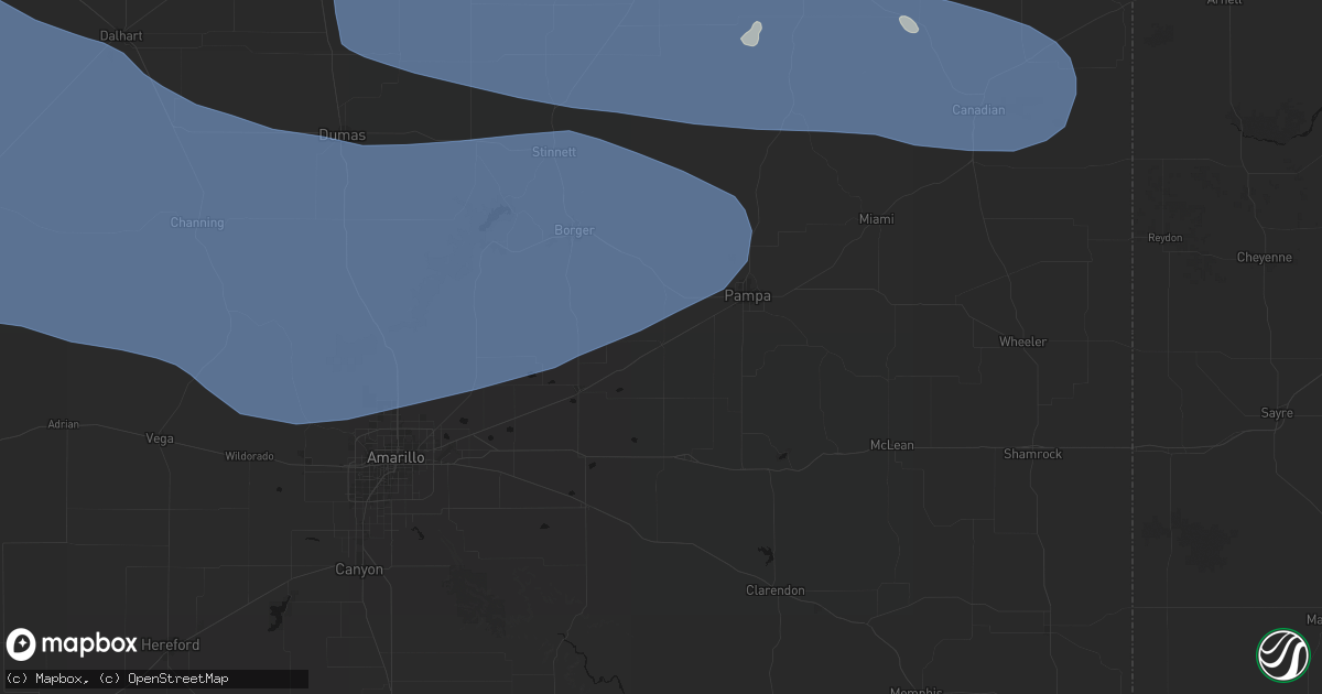 Hail map in White Deer, TX on June 12, 2026