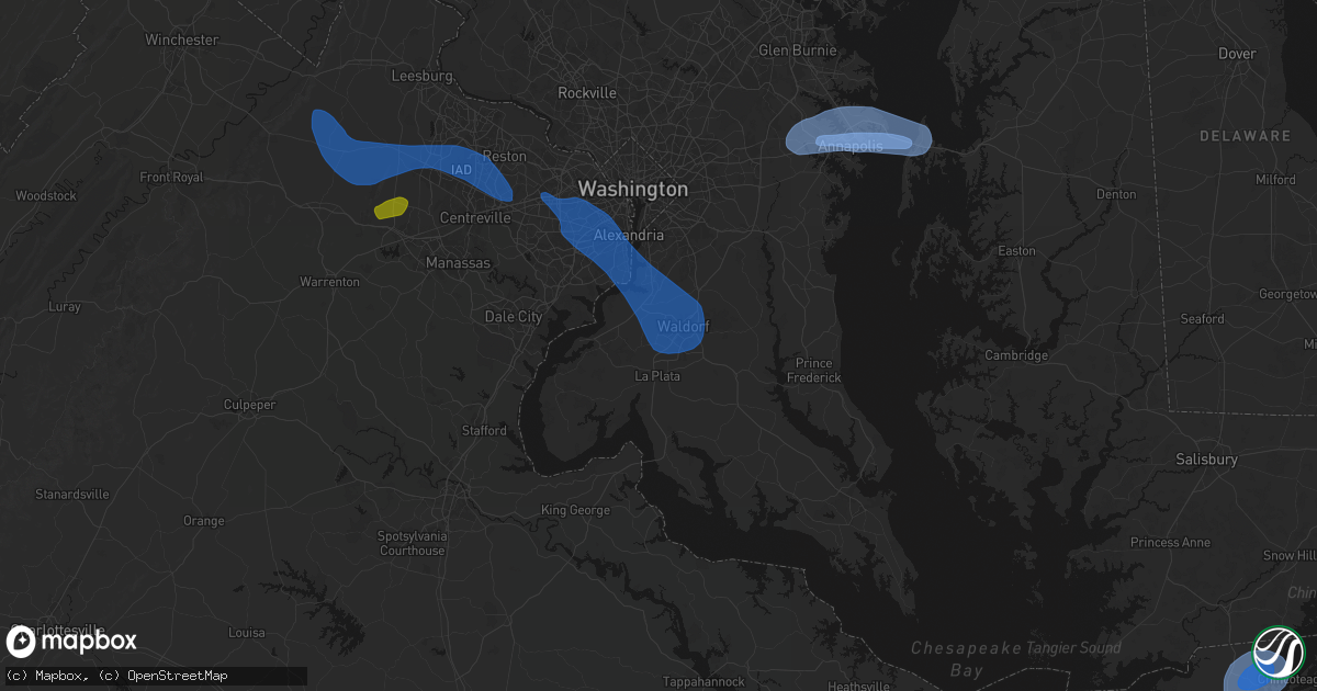 Hail map in White Plains, MD on June 12, 2026