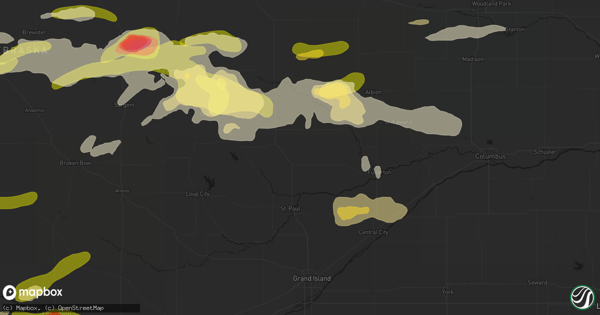 Hail map in Wolbach, NE on June 12, 2026