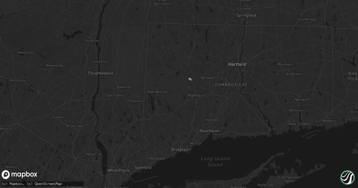 Hail map in Woodbury, CT on June 12, 2026
