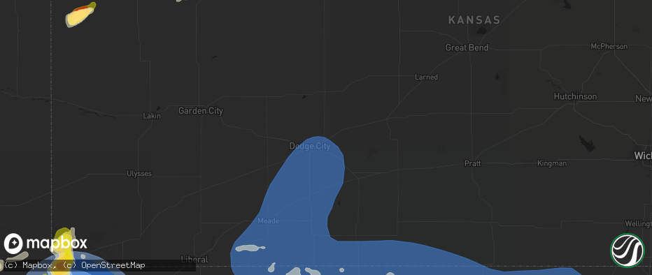 Hail map in Wright, KS on June 12, 2026