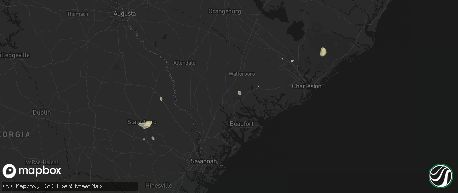 Hail map in Yemassee, SC on June 12, 2026